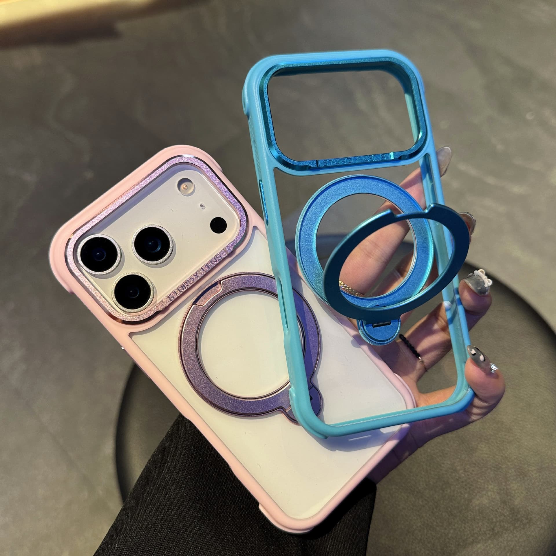 Suitable for iPhone17Promax mobile phone case O3 transparent fulcrum bracket Apple 17Air magnetic 16 protective cover