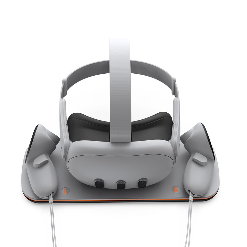 Meta Quest 3 VR Headset Charging Dock, Meta Quest 3 Controller Contact Charging Station with LED Light Strip