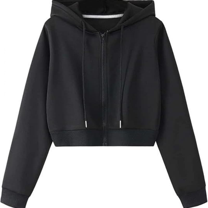 Cross-Border Women's Sweatshirt Crop Top Zip-Up Hoodie Long Sleeve Sweatshirt