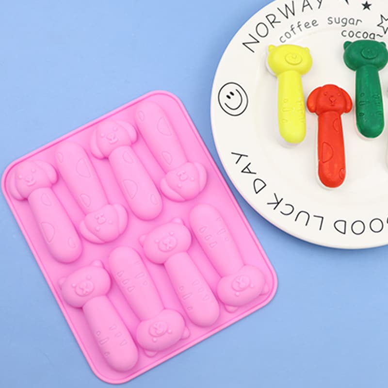 Wholesale 8-Piece Bear Dog Biscuit Mold, Baby Teething Mold, Silicone Chocolate Mold, Infant Food Feeder
