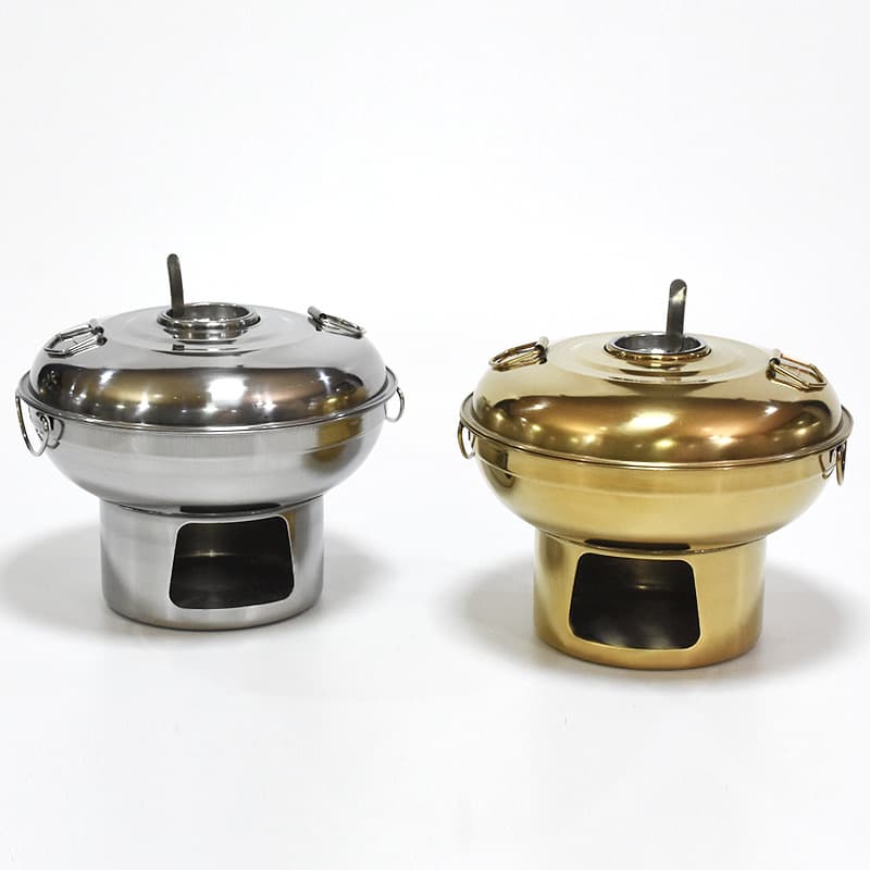 Cross-border Supply Stainless Steel Charcoal Hot Pot, Portable Old Beijing Single Serving Small Hot Pot, Internet-famous Dessert Dry Ice Hot Pot