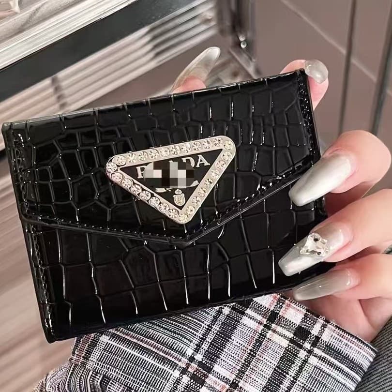 Factory direct wholesale crocodile texture card holder, multi-card wallet, Chanel-style, Saint Laurent, trendy brand YSL, accordion bag