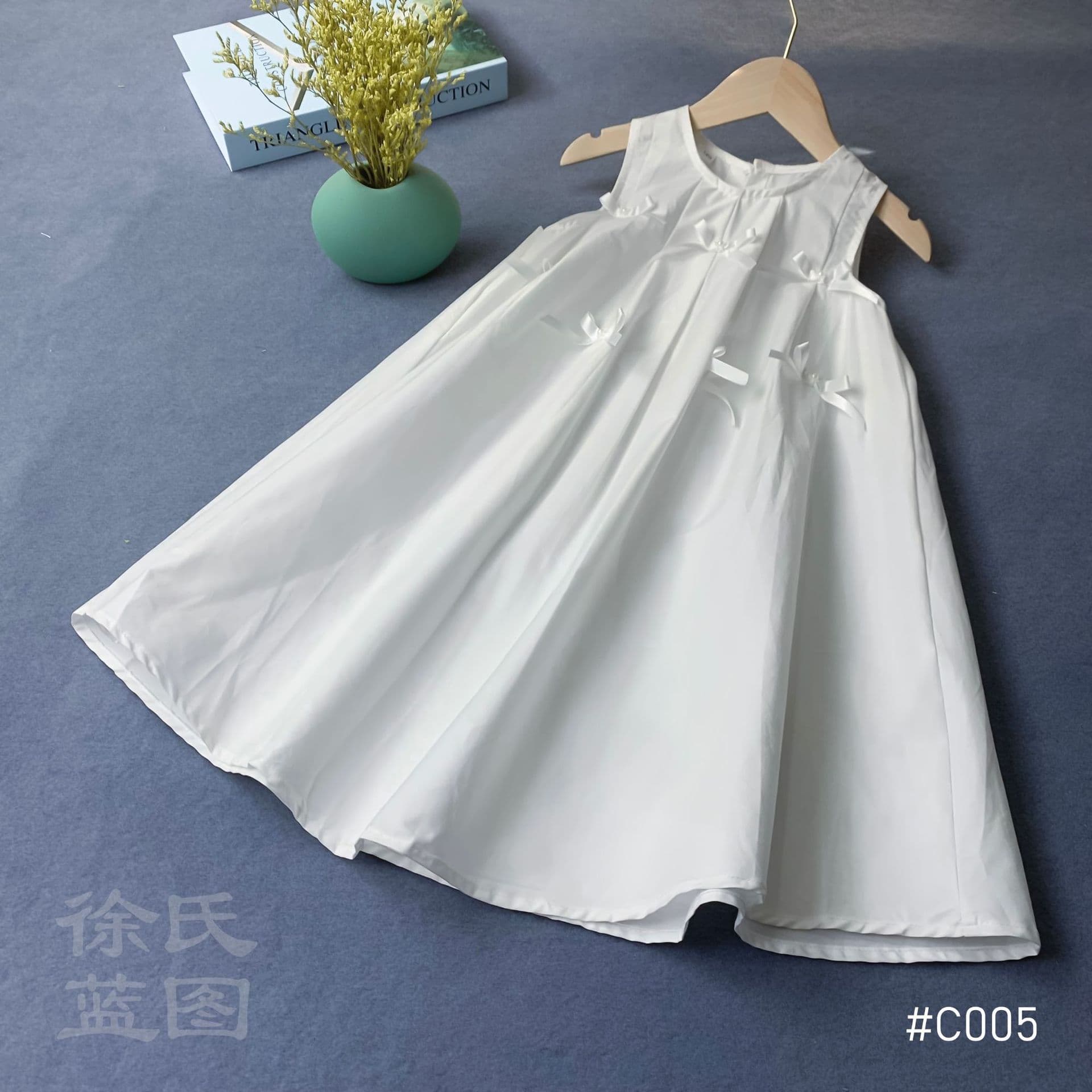 Tie-dye White Base Baby Girl White Dress Summer Children Solid Color Vest Dress Baby Girl Sleeveless White Dress