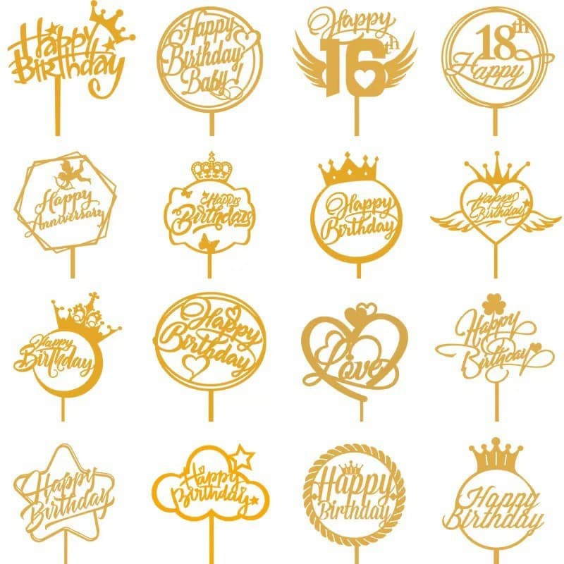 Popular Acrylic Birthday Cake Flag Dessert Baking Plug-in Party Card Manufacturer Spot Wholesale
