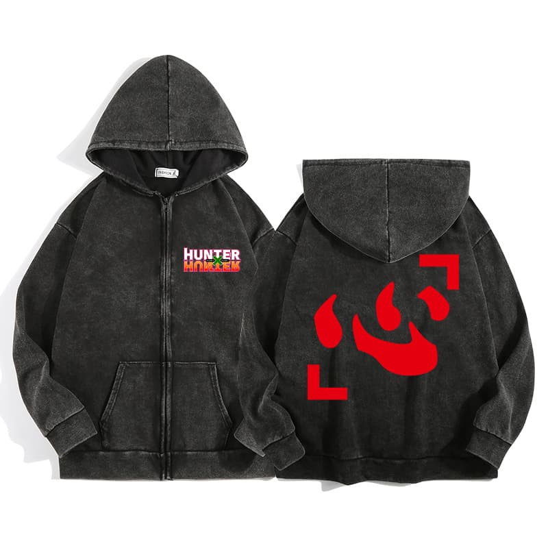 Hunter x Hunter Isaac Netero Autumn New American Style Hooded Zip-Up Sweatshirt Unisex Trendy