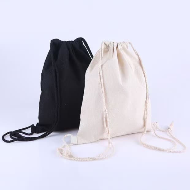 New Cotton Drawstring Backpack Dust Cover Blank Drawstring Storage Bag Shoulder Canvas Bag Factory Wholesale