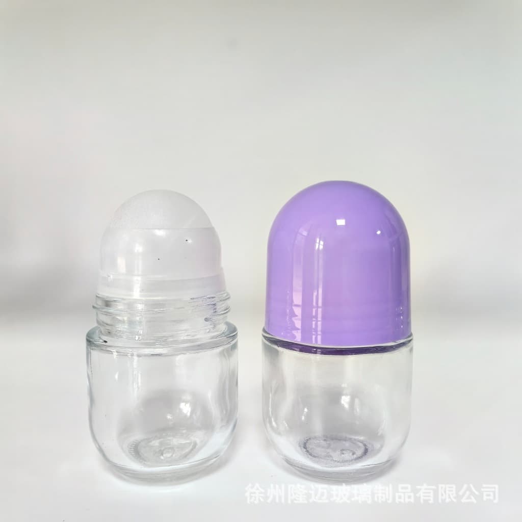 In Stock 50ml Glass Roll-On Bottle with Roller Ball, Short Squat Cosmetic Essential Oil Body Massage Oil Antiperspirant Empty Bottle