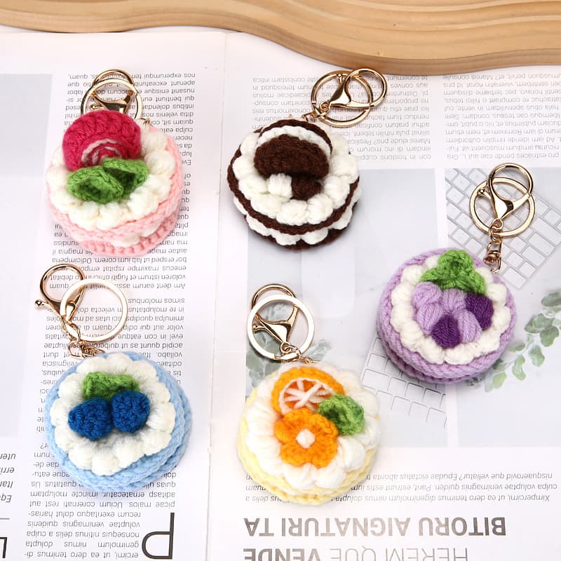 Creative cross-border finished products handmade high-quality wool crocheted cakes cute bags hanging accessories keychain gifts wholesale