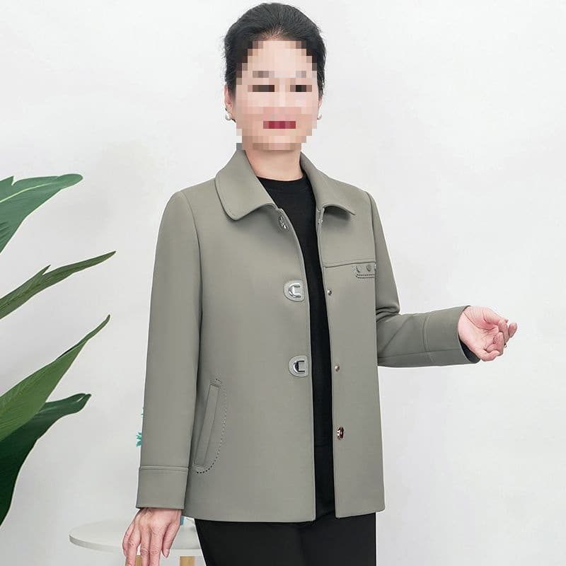Mom's Autumn Casual Jacket, Mid-Age Women's Plus Size Spring/Autumn Short Windbreaker, Fashionable Top