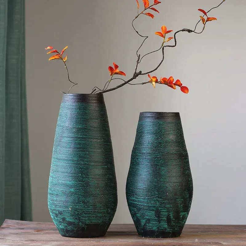 Rough pottery vase planter ceramic pot flower arrangement terracotta handmade vintage new Chinese style homestay living room decoration
