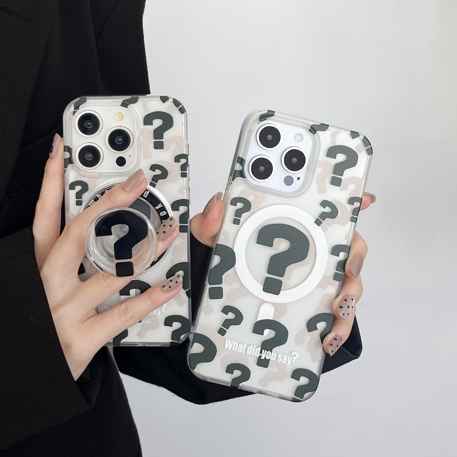Trendy Question Mark Icon Compatible with iPhone 15 Apple 14 Pro Max Magnetic Phone Case Shockproof 13 Transparent Stand