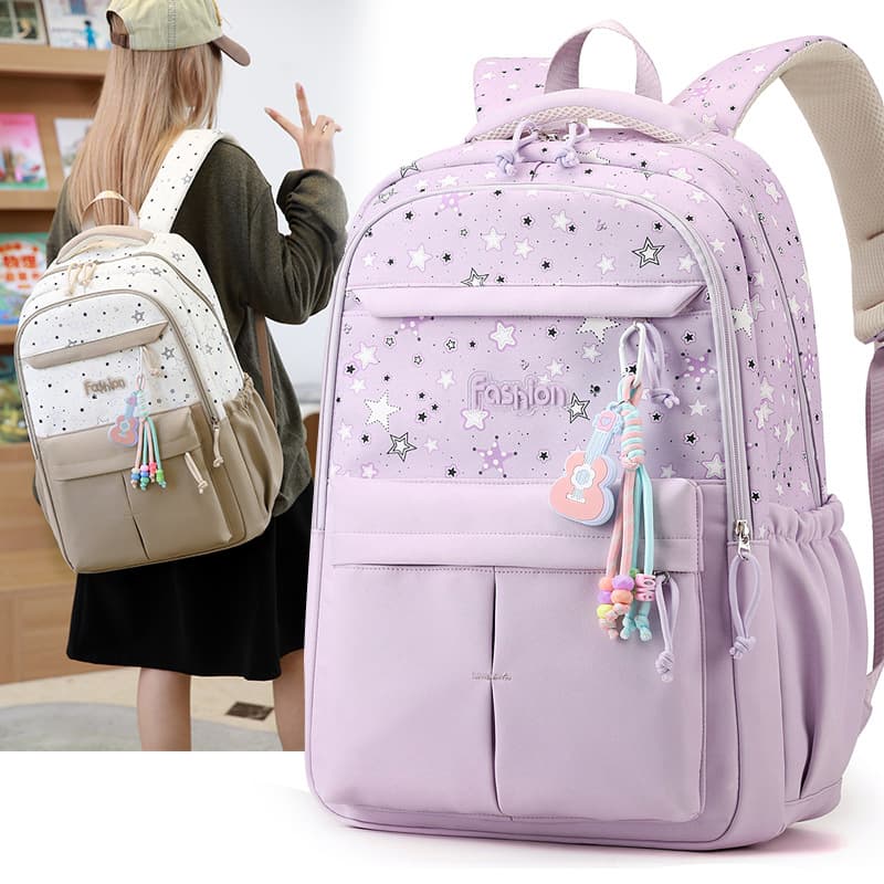 Cross-border new lightweight schoolbag for primary school students, simple and good-looking Korean version computer backpack, large capacity backpack for women