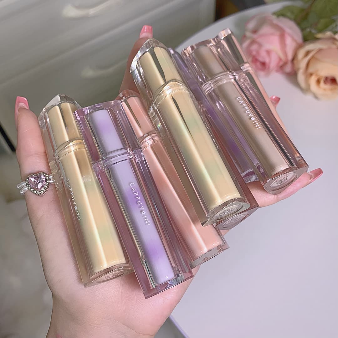 Iced Tea Mirror Lip Glaze Water Light Lip Honey Glass Jelly Triangle Transparent Tube Domestic Lipstick