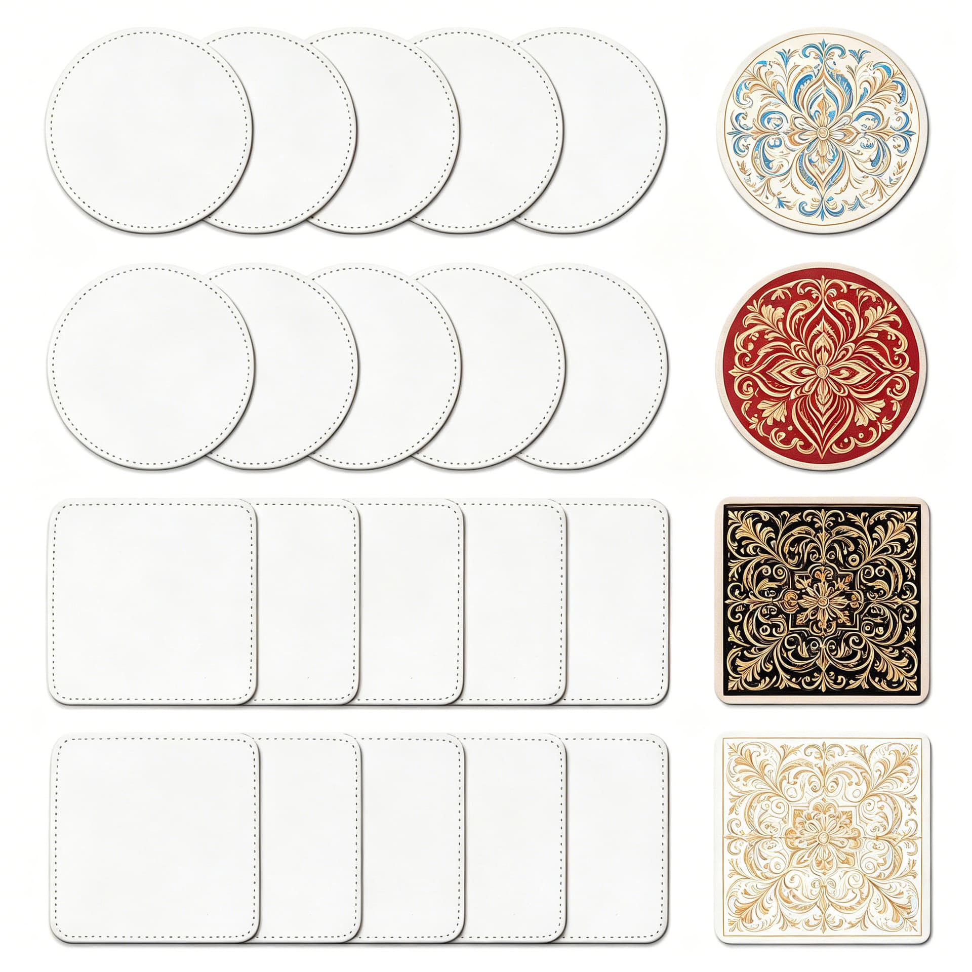 Heat transfer blank PU leather square coaster factory ready stock DIY heat transfer logo gift cross-border wholesale