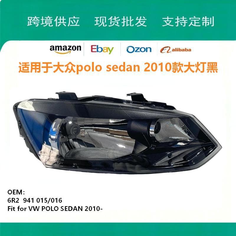 Compatible with Volkswagen Polo Sedan 2010 Model Headlight Black 6R2941015 6R2941016
