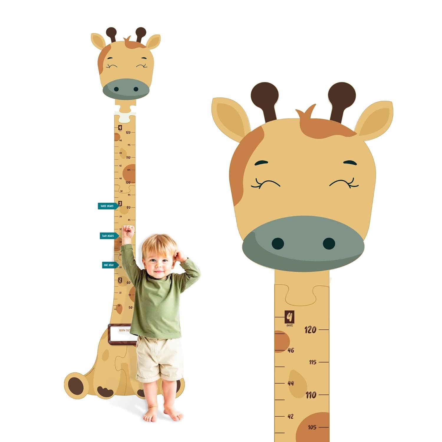 Cute Wooden Height Chart Ruler Nordic Style Growth Record Measuring Ruler Baby Room Wall Decoration Customizable
