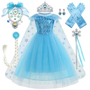 Frozen Elsa Style Blue Elsa Princess Dress Summer Elsa Short Sleeve Tulle Dress Popular Gown
