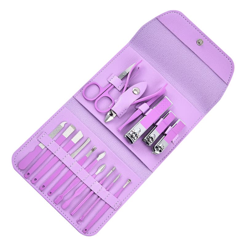 In Stock Nail Clipper Set Green 16-Piece Practical Manicure & Pedicure Tool Colorful Drop Shipping Gift Nail Scissors