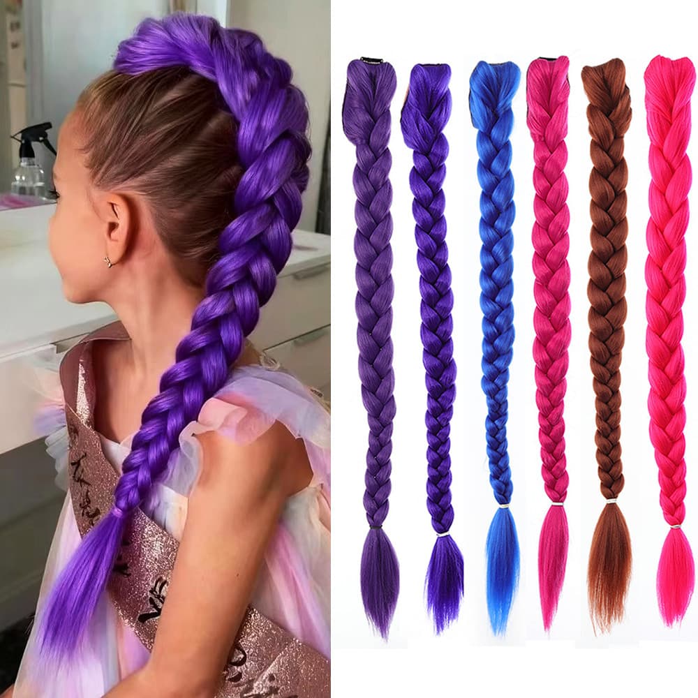 Cos Wig Skpop Demon Hunter Girls Group Rumi Purple Wig Mira Zoe Cosplay Big Braided Hair