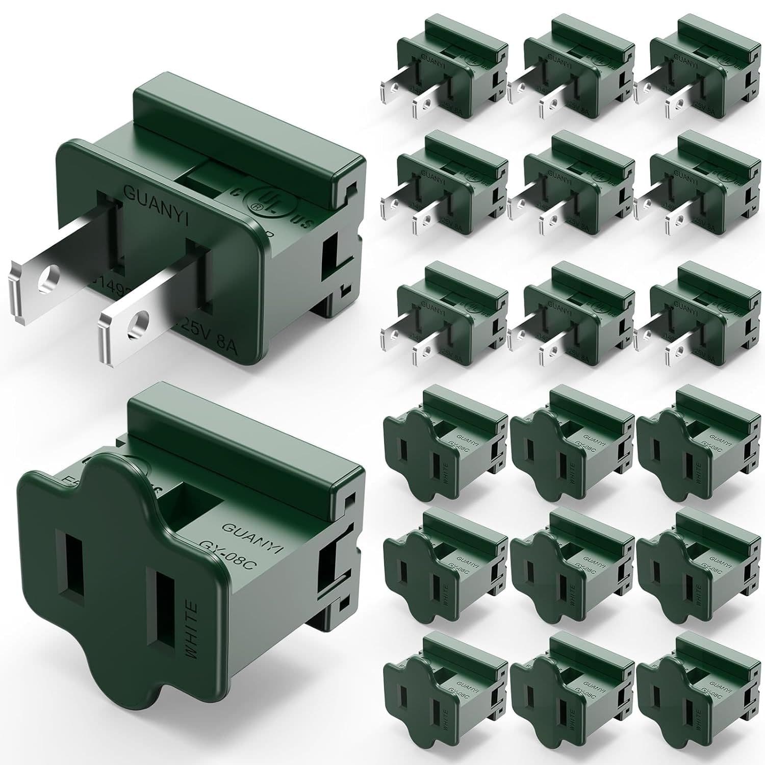 Cross-border US/EU Style US Standard 125V 8AMP SPT-1 Connector Christmas Holiday Light String Green Quick Plug