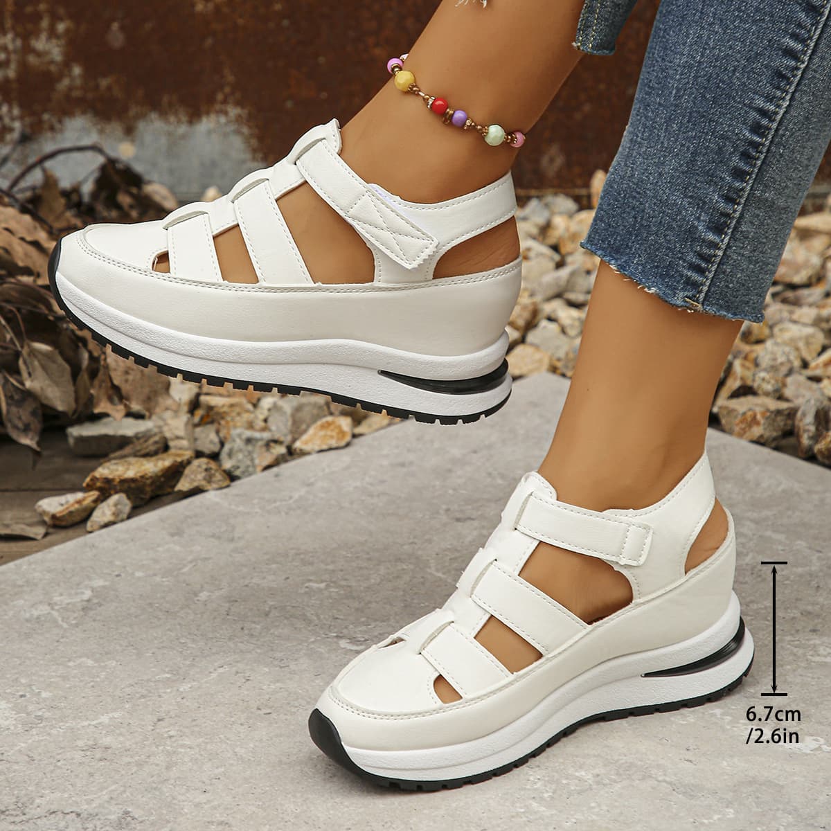 Hollow Casual Sandals for Women, 2025 Summer New Style, Versatile Thin Platform Thick Sole with Hidden Height Increase