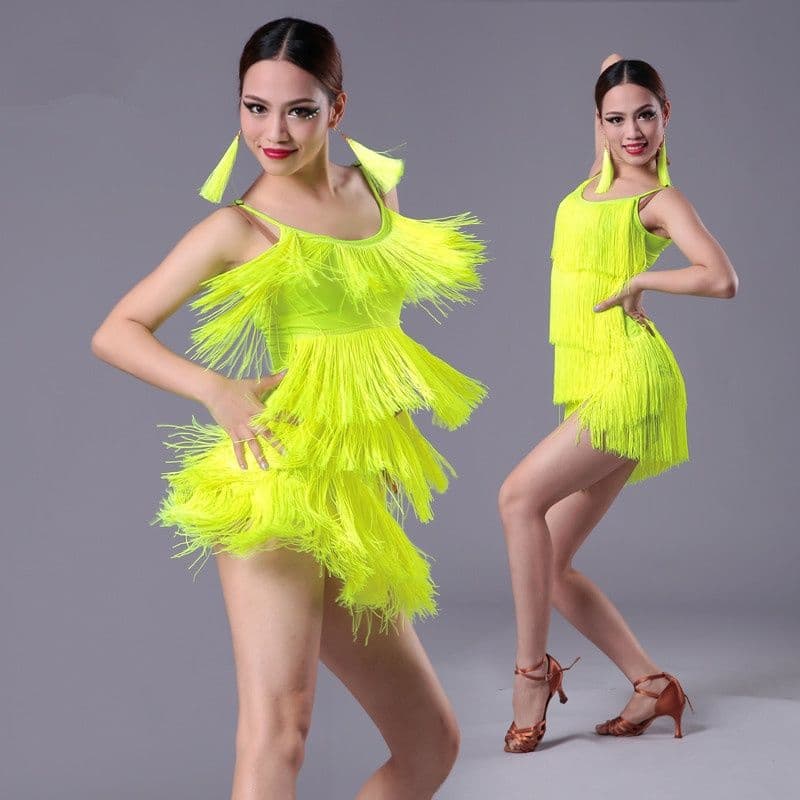 New children's Latin dance tassel dress, girls' ballroom dance performance, competition, practice, adult Latin dance costume