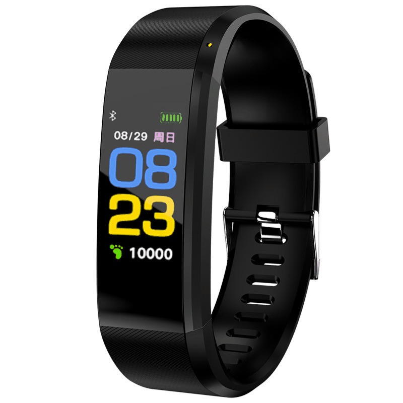 115plus Color Screen Smart Bracelet with Heart Rate, Blood Pressure, Sleep Monitoring, Waterproof, Pedometer, and Sports Tracking Function.