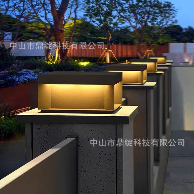Solar post cap light, stainless steel villa garden courtyard wall lamp, minimalist outdoor waterproof pillar light for gate piers