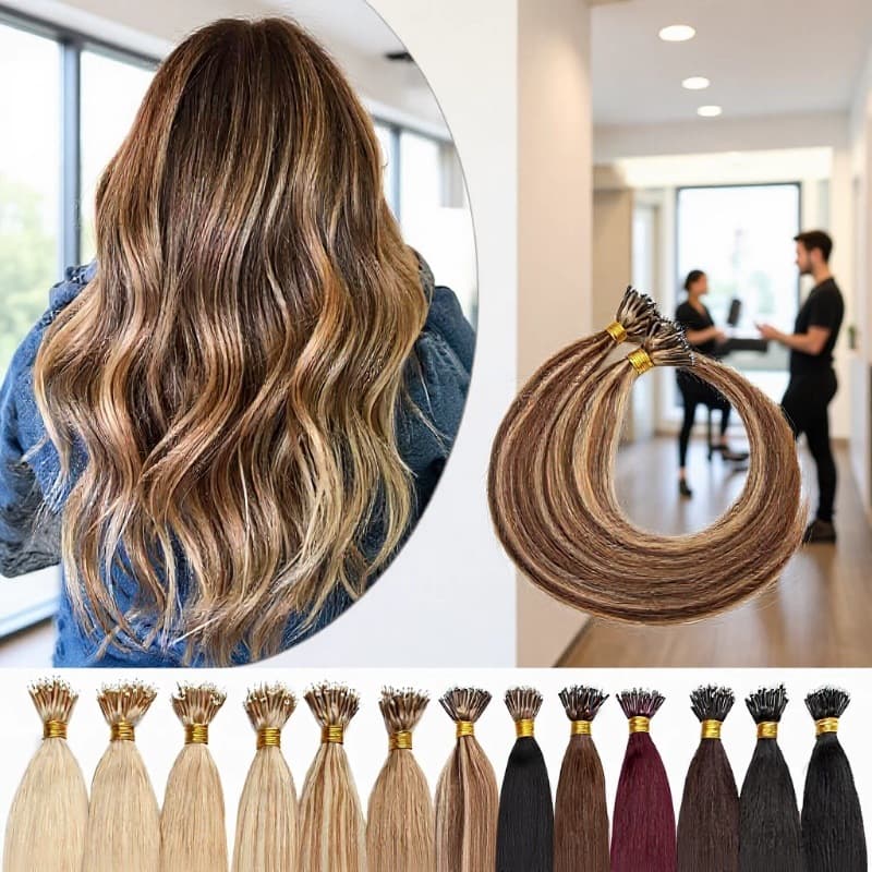 Real Human Hair Extensions Nano Hair Wire Hair 100pcs/100g/Set