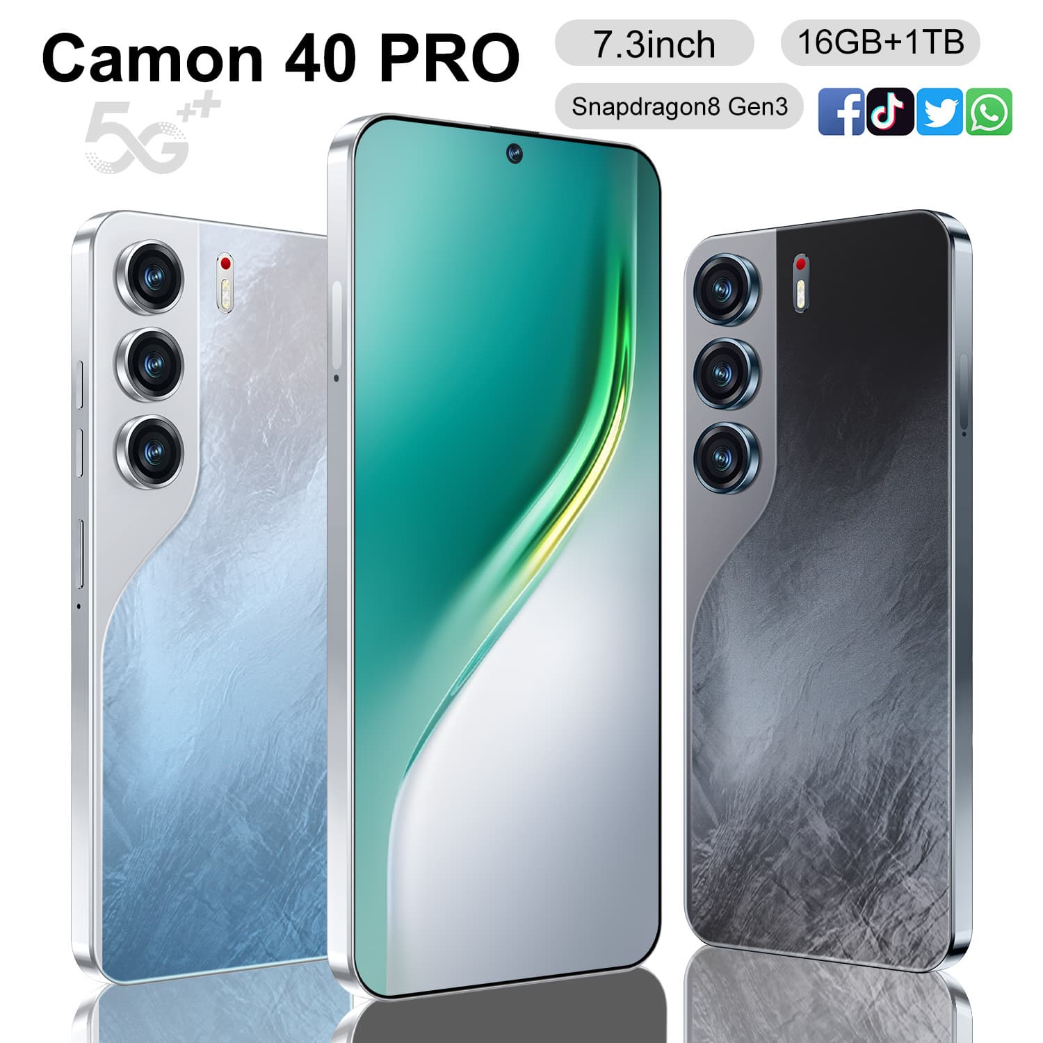 Hot-Selling Cross-Border Camon40 Pro Android Phone 7.3 Large Screen 16+1T Smartphone Dropshipping Available