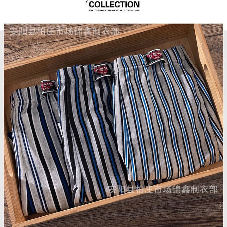 Underwear for middle-aged and elderly people with extra fat and enlarged men's boxer briefs factory direct sales for boys elastic four-corner striped high waist