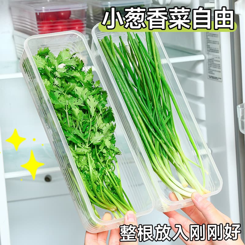 Scallion Ginger Garlic Noodle Storage Box Long Square Instant Noodle Fresh-Keeping Container Food-Grade Sealed Plastic Box