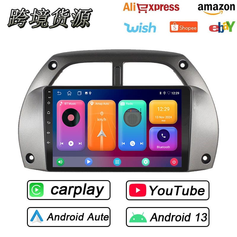 For 01-06 Toyota RAV4 Android Large Screen Bluetooth Navigation GPS Reverse Camera Carplay