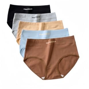 Multi-Pack Mid-Rise Cotton Crotch Women's Underwear, Simple Seamless Skin-Friendly Cotton Plus Size Autumn Winter Women's Panties