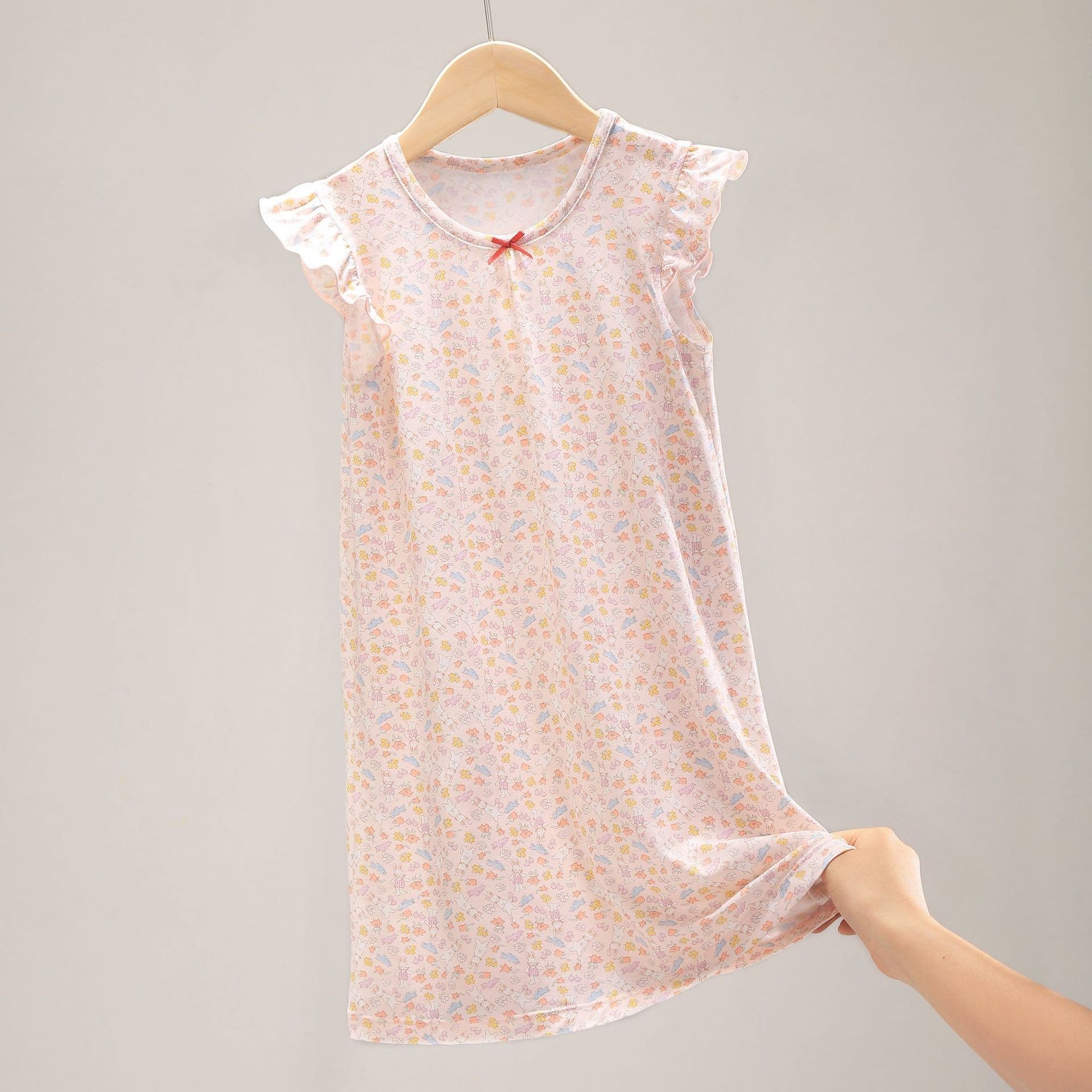 2025 New Summer Girls' Pajamas Ice Silk Nightgown Thin Style Princess Dress for Toddlers and Older Kids