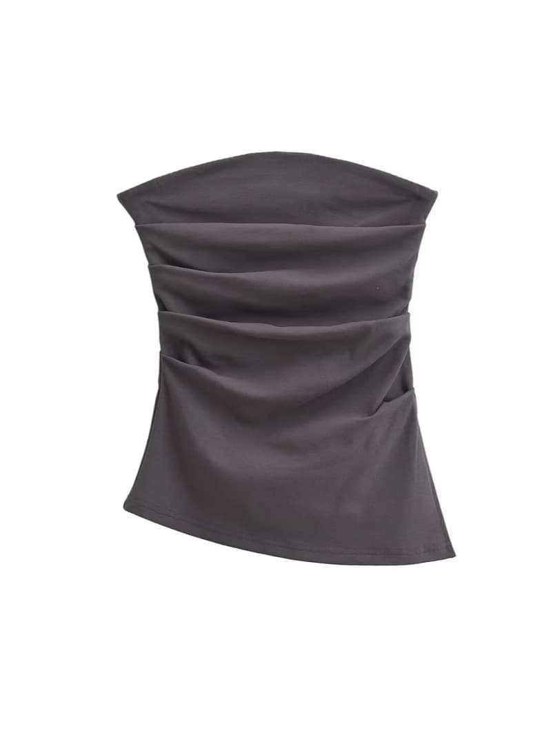2025 Summer Sexy Slim Fit Ruched Tube Top for Women, Waist-Cinching Side Slit Tube Vest