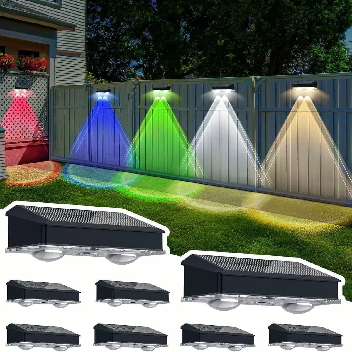 Cross-border new convex mirror wall lamp, solar courtyard wall light, villa entrance accent wall, garden terrace spotlight