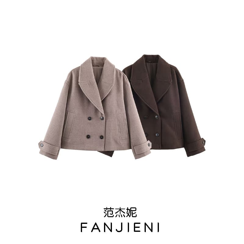 Zr Foreign Trade Wholesale European and American Style Women's Fashion Versatile Loose Double-Breasted Short Coat 3046297