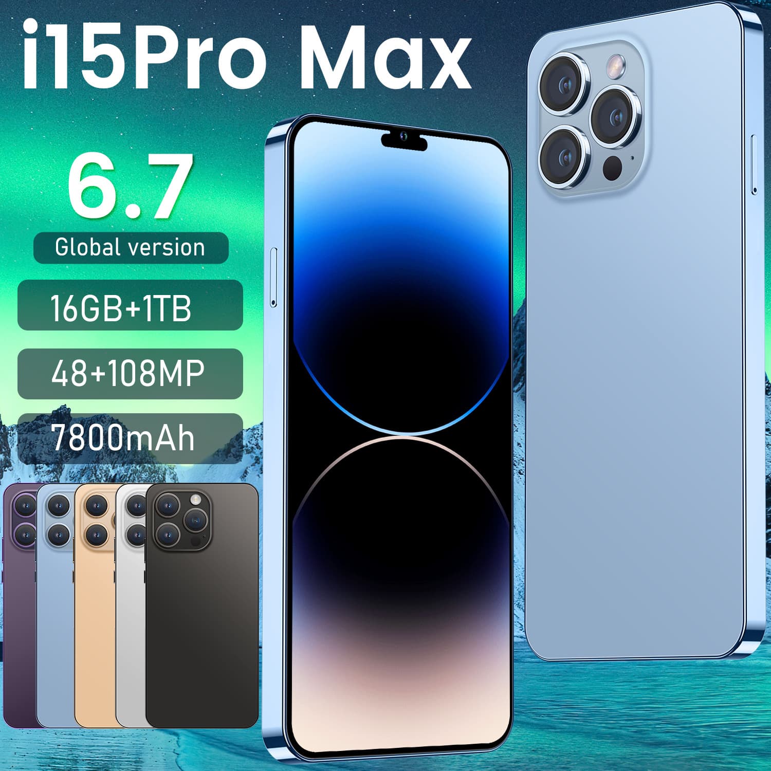 Popular I15 ProMax cross-border mobile phone 6.7 inch 1+16 Android 8.1 smartphone low price Meikeduo wholesale