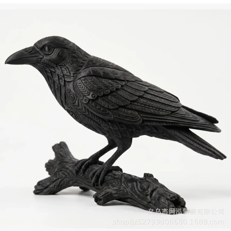 Raven Statue Figurine Gothic Dark Academia Decor Home Office Desk Ornament Halloween Decoration