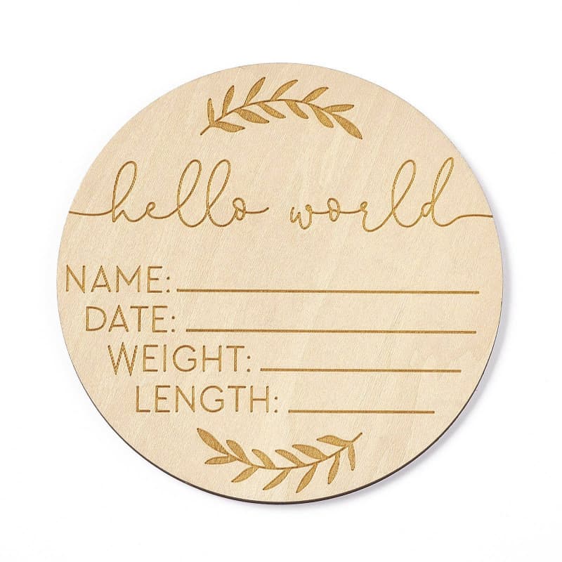 Clearance Sale Cross-Border Best-Selling Wooden Hello World Baby Photo Prop Wood Slice Wooden Growth Milestone