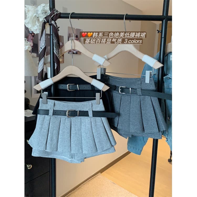 Gray High Waist Skirt Pants Women's Autumn Winter Mini A-Line Pleated Short Skirts Anti-Light Fresh Sweet Style Polyester Blend
