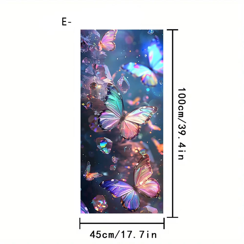 Butterfly Floral Art Painted Frosted Film, No Glue, Eco-Friendly, Easy Peel, Dreamy Creative Decorative Sticker for Living Room and Bedroom