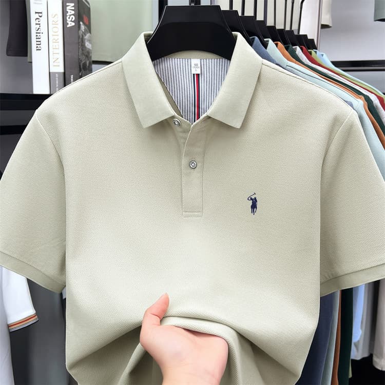 Raff star summer new men's short-sleeved T-shirt 100% cotton pony logo embroidered lapel POLO shirt men's clothing