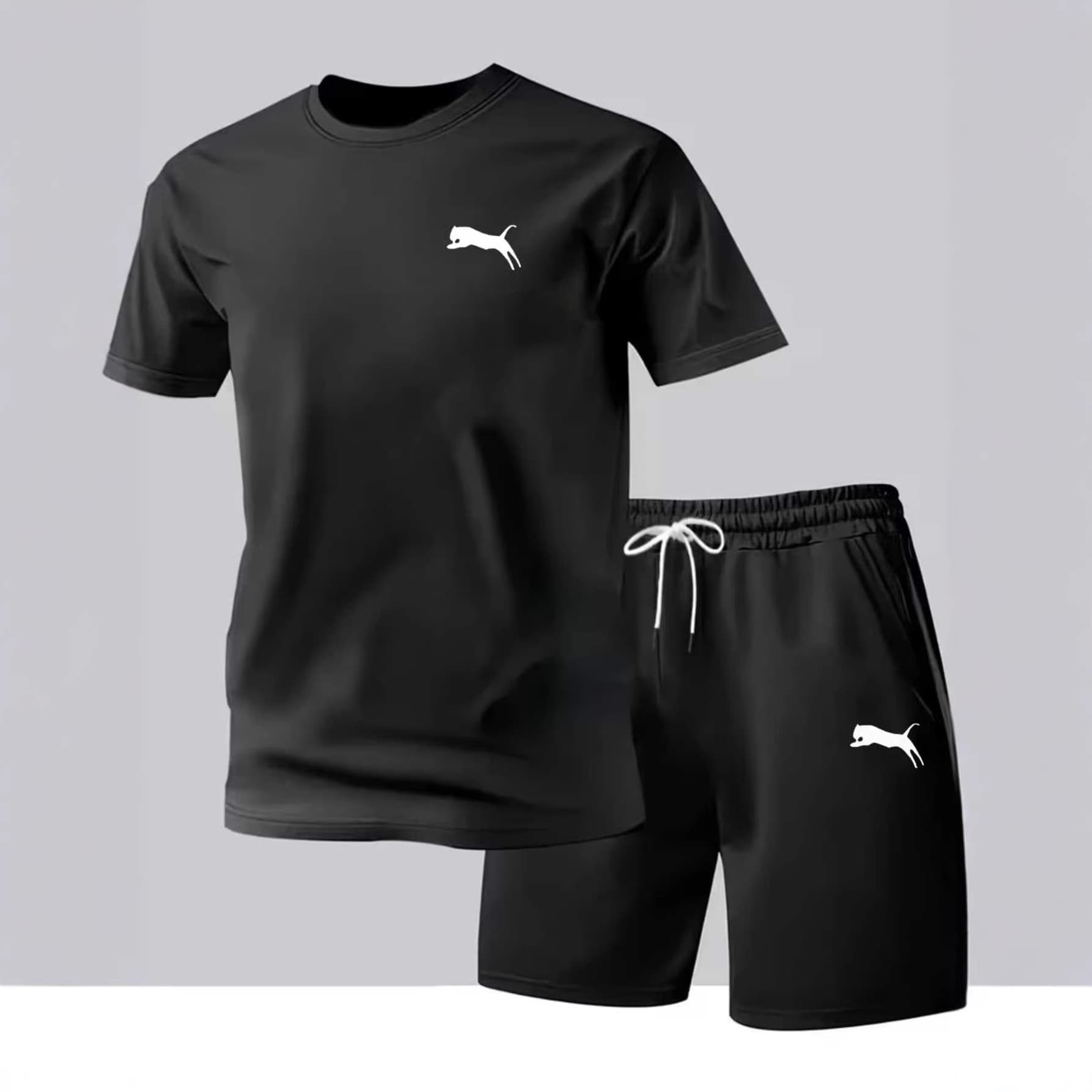 Men's Sportswear Set Mesh Short Sleeve T-Shirt and Shorts Two-Piece Ice Silk Quick-Dry Running Suit