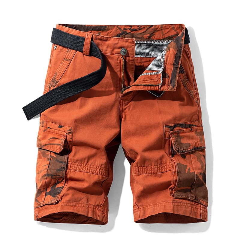 Summer Men's Washed Workwear Shorts Outdoor Casual Loose Patterned Cotton Five-Quarter Length Korean Style Loose Fit Shorts