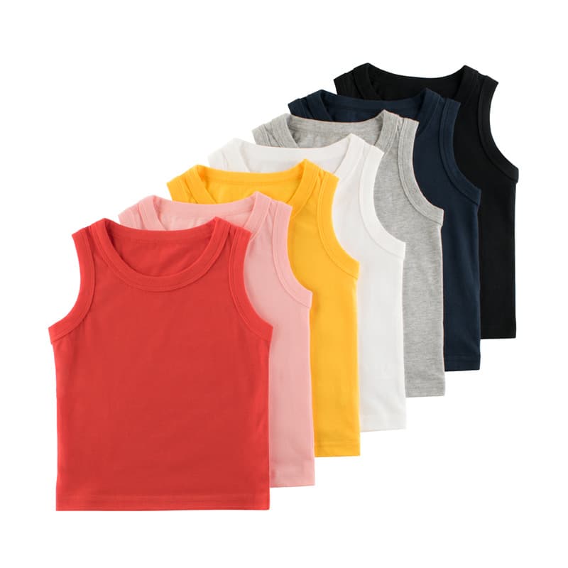 27kids Korean style children's clothing new 2025 children's solid color vest summer advertising shirt children's clothes