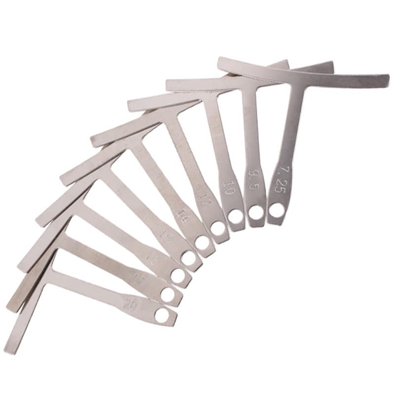 9-Piece Electric Bass Fingerboard T-Shaped Guitar Radius Gauge, Stainless Steel T-Type Guitar Ruler