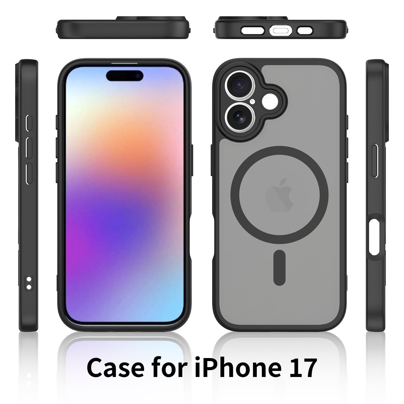 Compatible with iPhone 17 Pro Max Silver Shield Fine-Pore Skin-Feel Magnetic Phone Case, iPhone 17 Lens Drop Protection Cover