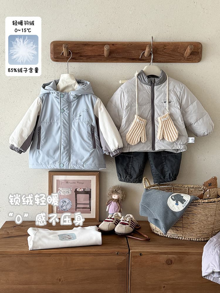 Boys' 3-in-1 Down Hooded Windbreaker Winter New Arrival Infant Toddler Down Inner Liner Boys Hooded Padded Jacket Class A